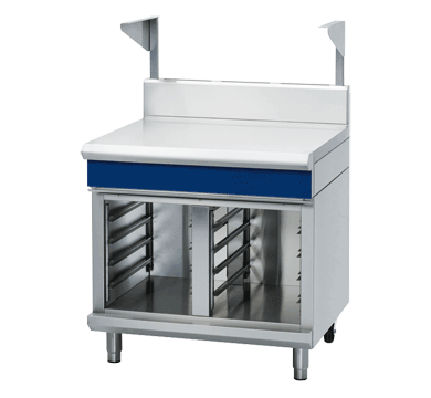 blue seal evolution series b90s-cb - 900mm bench top with salamander support  cabinet base