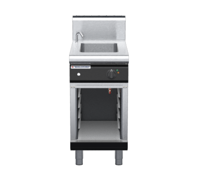 waldorf bold bm8450eh-cb-b0 450mm electric bain marie on cabinet base and high splashback