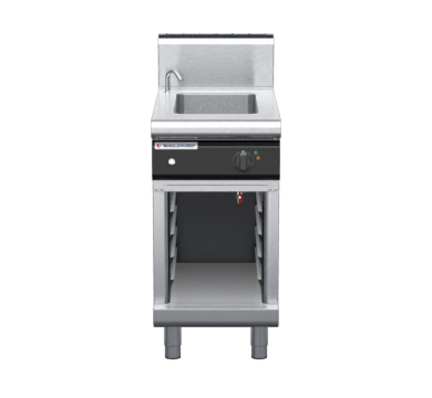 waldorf cue bm8450eh-cb-c0 450mm electric bain marie on cabinet base and high splashback