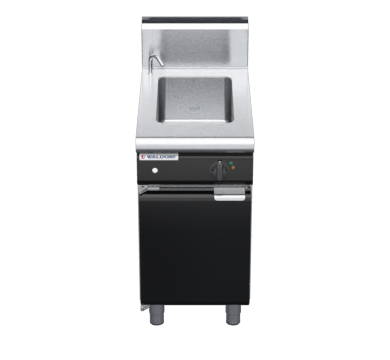 waldorf bold bm8450eh-cd-b0 450mm electric bain marie on cabinet base with door and high splashback