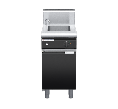 waldorf bold bm8450eh-cd-b0 450mm electric bain marie on cabinet base with door and high splashback