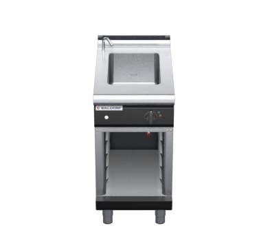 waldorf bold bm8450el-cb-b0 450mm electric bain marie on cabinet base and low splashback