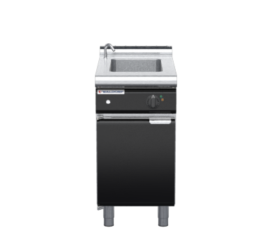 waldorf bold bm8450el-cd-b0 450mm electric bain marie on cabinet base with door and low splashback