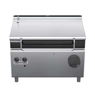 waldorf cue bp8120gl-c0 1200mm gas bratt pan manual lift with low splashback