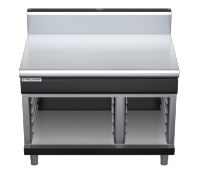 waldorf bold bt8120h-cb-b0 1200mm bench top on cabinet base and high splashback