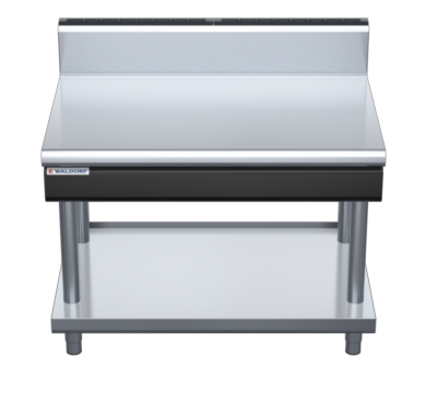 waldorf cue bt8120h-ls-c0 1200mm bench top on leg stand and high splashback