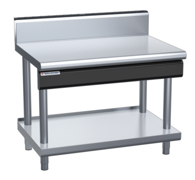 waldorf cue bt8120h-ls-c0 1200mm bench top on leg stand and high splashback