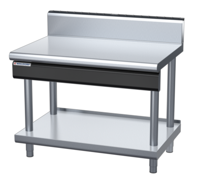 waldorf cue bt8120h-ls-c0 1200mm bench top on leg stand and high splashback