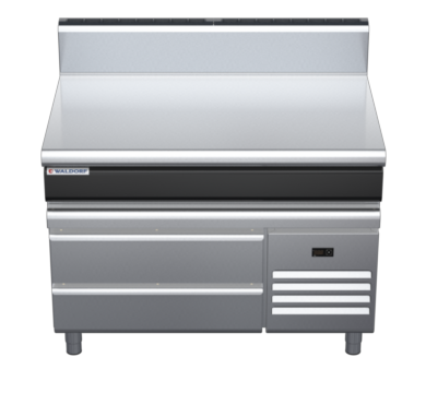 waldorf cue bt8120h-rb-c0 1200mm bench top on refrigerated base and high splashback
