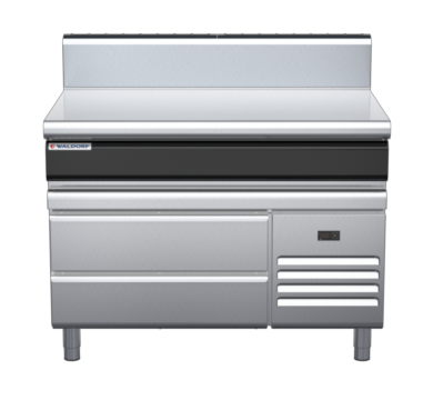waldorf cue bt8120h-rb-c0 1200mm bench top on refrigerated base and high splashback
