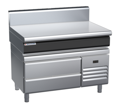 waldorf cue bt8120h-rb-c0 1200mm bench top on refrigerated base and high splashback