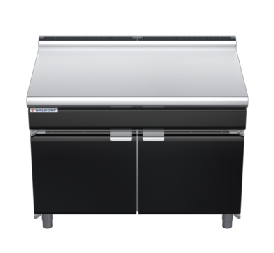 waldorf bold bt8120l-cd-b0 1200mm bench top on cabinet base with door and low splashback