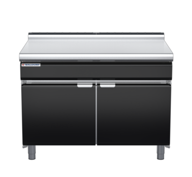 waldorf bold bt8120l-cd-b0 1200mm bench top on cabinet base with door and low splashback