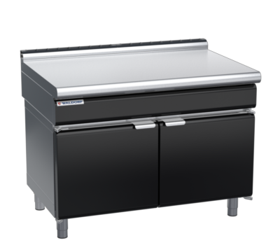 waldorf bold bt8120l-cd-b0 1200mm bench top on cabinet base with door and low splashback