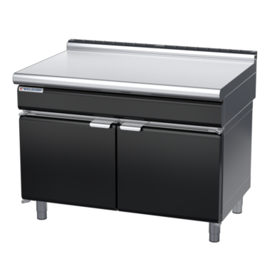 waldorf bold bt8120l-cd-b0 1200mm bench top on cabinet base with door and low splashback