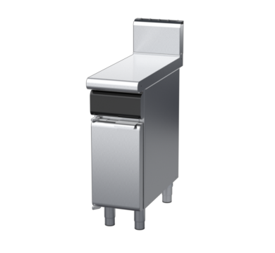 waldorf cue bt8300h-cd-c0 300mm bench top on cabinet base with door and high splashback