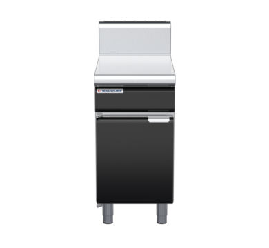 waldorf bold bt8450h-cd-b0 450mm bench top on cabinet base with door and high splashback