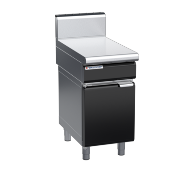 waldorf bold bt8450h-cd-b0 450mm bench top on cabinet base with door and high splashback