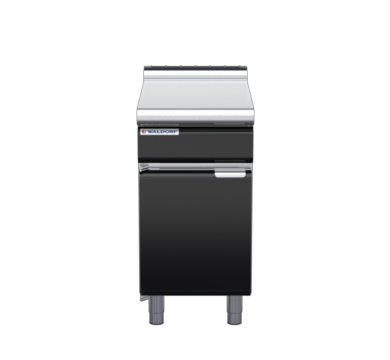 waldorf bold bt8450l-cd-b0 450mm bench top on cabinet base with door and low splashback