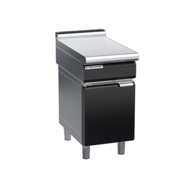 waldorf bold bt8450l-cd-b0 450mm bench top on cabinet base with door and low splashback