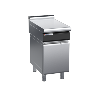 waldorf cue bt8450l-cd-c0 450mm bench top on cabinet base with door and low splashback