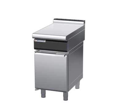 waldorf cue bt8450l-cd-c0 450mm bench top on cabinet base with door and low splashback