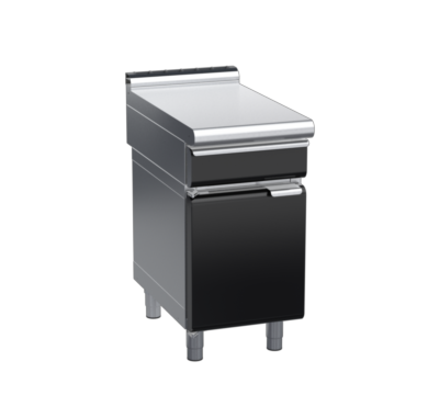 waldorf bold bt8450ldrw-cd-b0 450mm bench top with drawer on cabinet base with door and low splashback