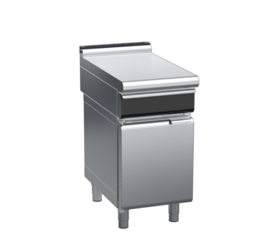 waldorf cue bt8450ldrw-cd-c0 450mm bench top with drawer on cabinet base with door and low splashback