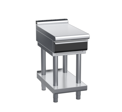 waldorf cue bt8450ldrw-ls-c0 450mm bench top on leg stand with drawer and low splashback