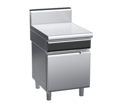 waldorf cue bt8600hdrw-cd-c0 600mm bench top with drawer on cabinet base with door and high splashback