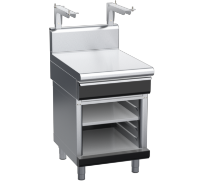 waldorf bold bt8600shdrw-cb-b0 600mm bench top with salamander support salamander support with drawer and high splashback