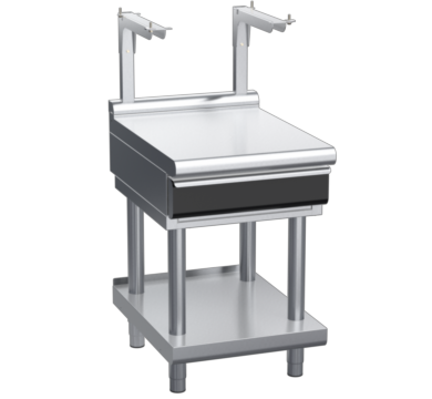 waldorf cue bt8600sldrw-ls-c0 600mm bench top with salamander support salamander support with drawer and low splashback