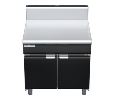waldorf bold bt8900h-cd-b0 900mm bench top on cabinet base with door and high splashback
