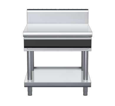 waldorf cue bt8900hdrw-ls-c0 900mm bench top on leg stand with drawer and high splashback