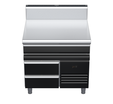 waldorf bold bt8900hdrw-rb-b0 900mm bench top on refrigerated base and high splashback