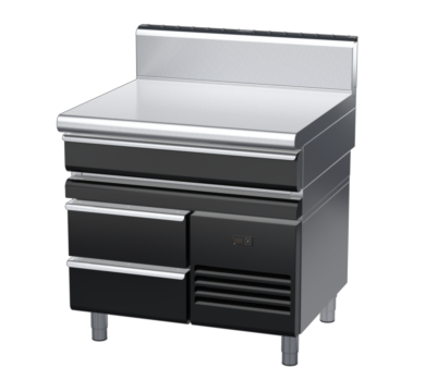 waldorf bold bt8900hdrw-rb-b0 900mm bench top on refrigerated base and high splashback