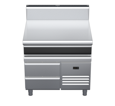 waldorf cue bt8900hdrw-rb-c0 900mm bench top on refrigerated base and high splashback