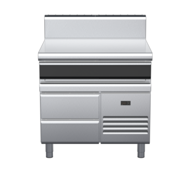 waldorf cue bt8900hdrw-rb-c0 900mm bench top on refrigerated base and high splashback