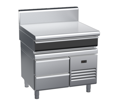 waldorf cue bt8900hdrw-rb-c0 900mm bench top on refrigerated base and high splashback