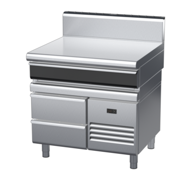 waldorf cue bt8900hdrw-rb-c0 900mm bench top on refrigerated base and high splashback