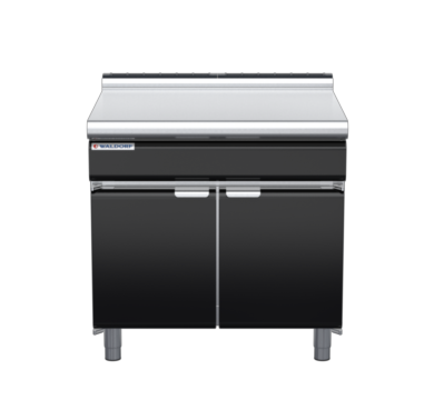 waldorf bold bt8900l-cd-b0 900mm bench top on cabinet base with door and low splashback
