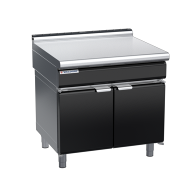 waldorf bold bt8900l-cd-b0 900mm bench top on cabinet base with door and low splashback