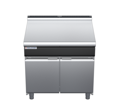 waldorf cue bt8900l-cd-c0 900mm bench top on cabinet base with door and low splashback