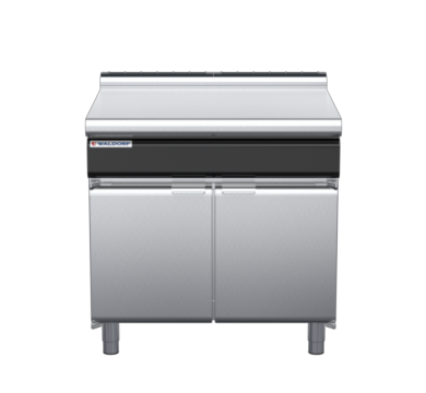 waldorf cue bt8900l-cd-c0 900mm bench top on cabinet base with door and low splashback