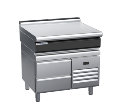 waldorf cue bt8900l-rb-c0 900mm bench top on refrigerated base and low splashback