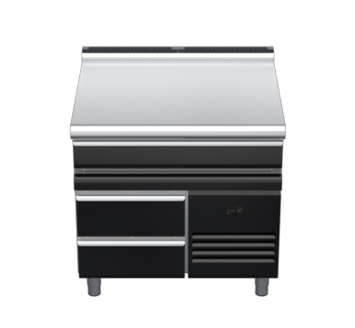 waldorf bold bt8900ldrw-rb-b0 900mm bench top on refrigerated base and low splashback