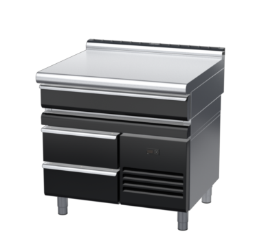 waldorf bold bt8900ldrw-rb-b0 900mm bench top on refrigerated base and low splashback