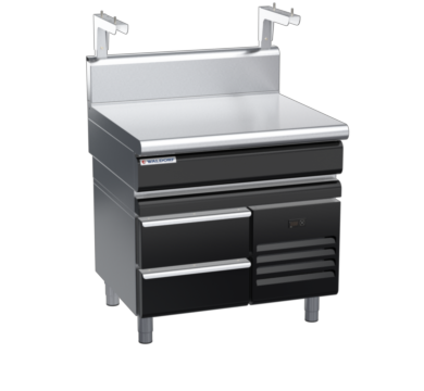 waldorf bold bt8900sh-rb-b0 900mm bench top with salamander support salamander support and high splashback