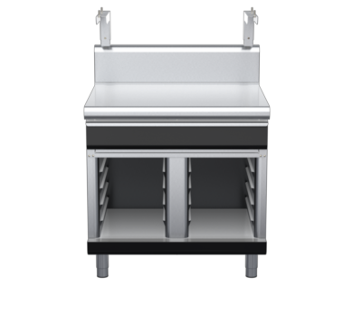 waldorf bold bt8900shdrw-cb-b0 900mm bench top with salamander support salamander support with drawer and high splashback