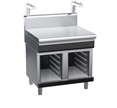 waldorf bold bt8900shdrw-cb-b0 900mm bench top with salamander support salamander support with drawer and high splashback